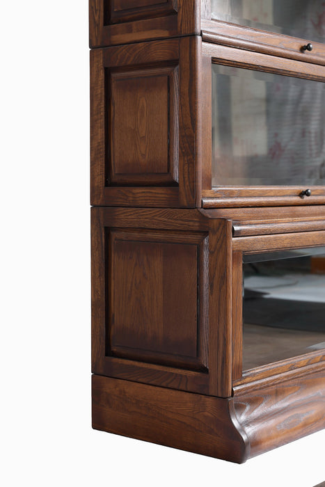 Mission Style Oak Barrister Bookcase 5 Stack High with Leaded Glass (2 Colors Available)