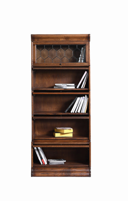 Mission Style Oak Barrister Bookcase 5 Stack High with Leaded Glass (2 Colors Available)