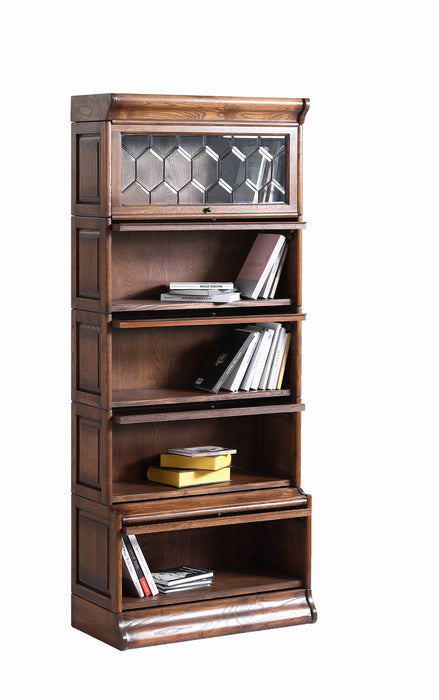 Mission Style Oak Barrister Bookcase 5 Stack High with Leaded Glass (2 Colors Available)