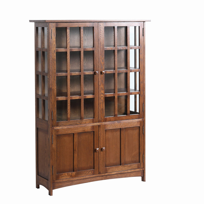 Mission Oak 4 Door Display China Cabinet - Walnut - 49"W