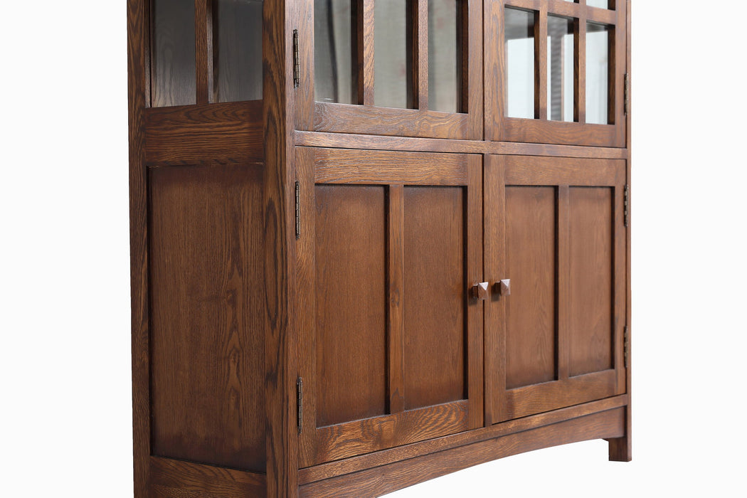 Mission Oak 4 Door Display China Cabinet - Walnut - 49"W