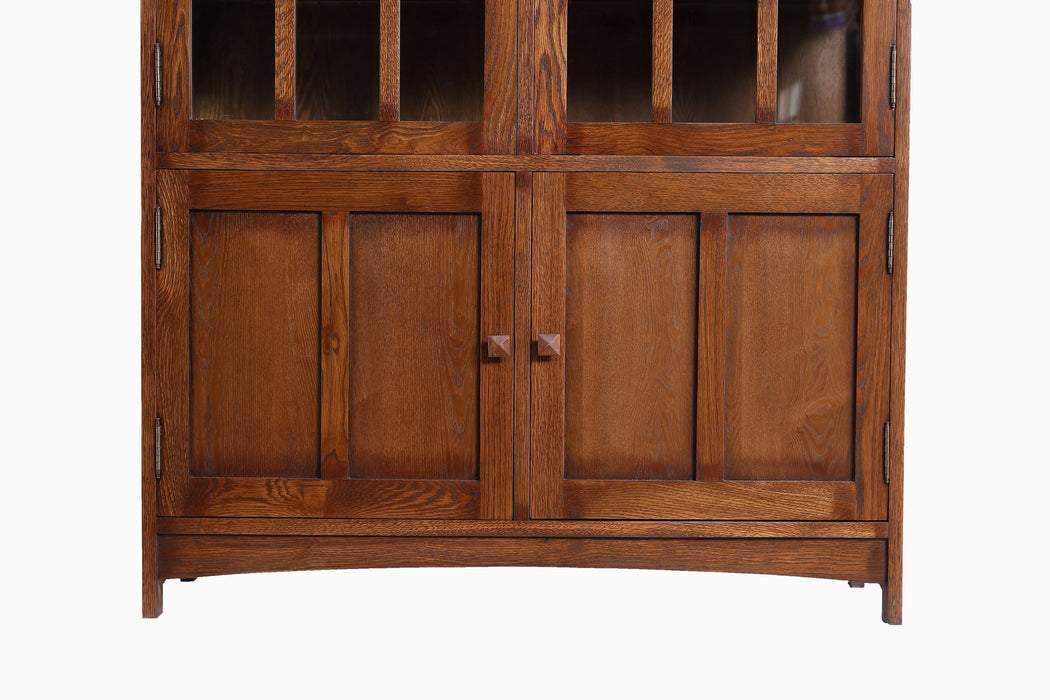 Mission Oak 4 Door Display China Cabinet - Walnut - 49"W