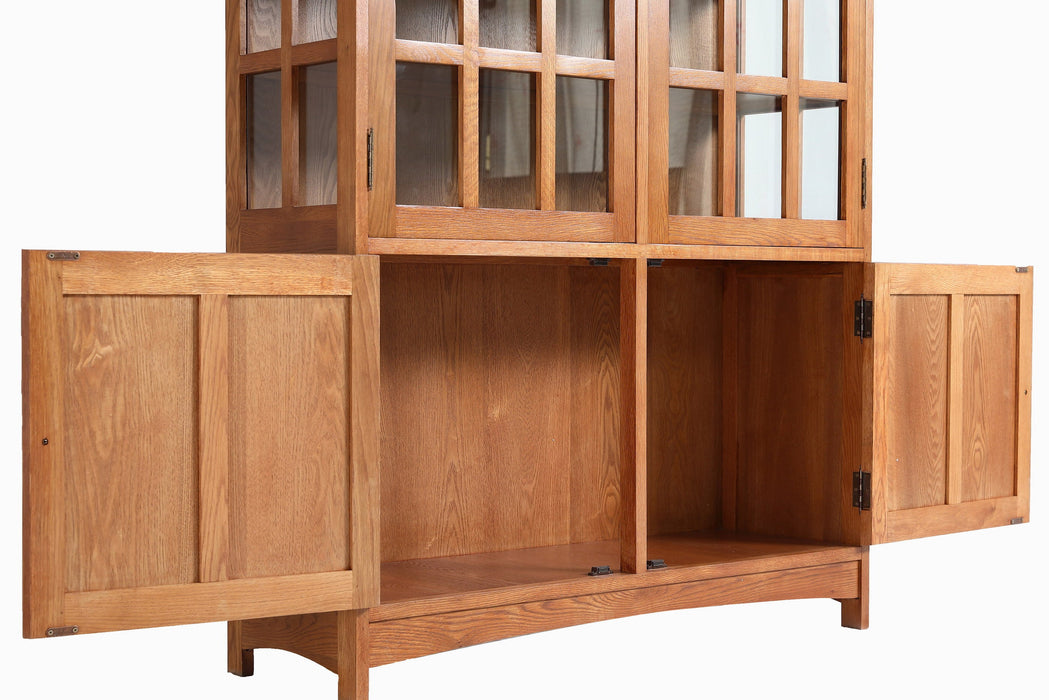 Mission Oak 4 Door Display China Cabinet - Michael's Cherry stain