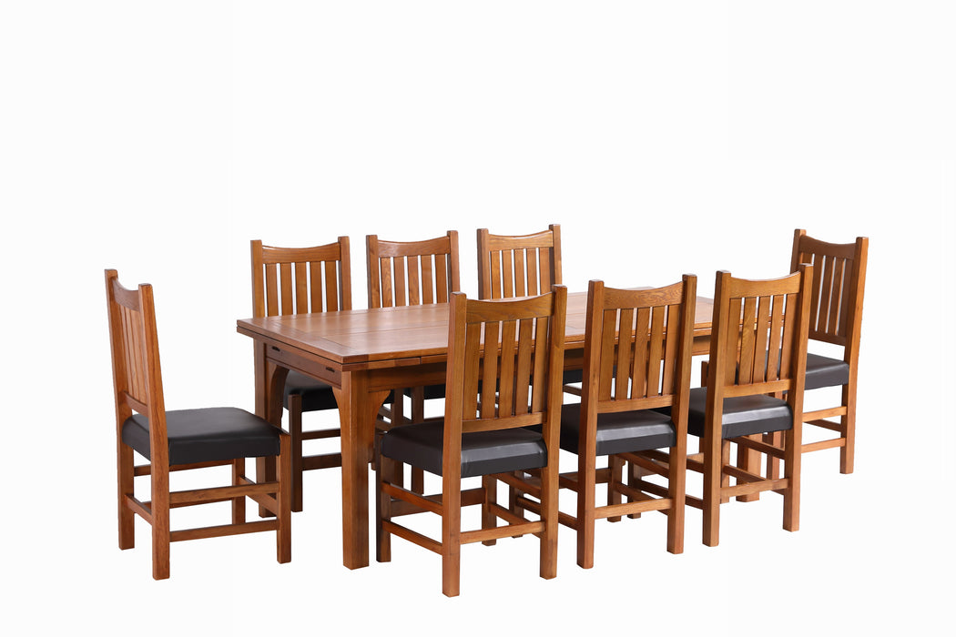 Mission Stow Leaf Table with Solid Oak Slat Back Chairs - Michael's Cherry