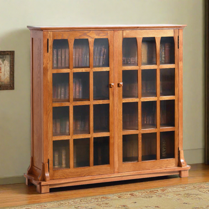 Mission Solid Oak Double Door Bookcase - Michael's Cherry