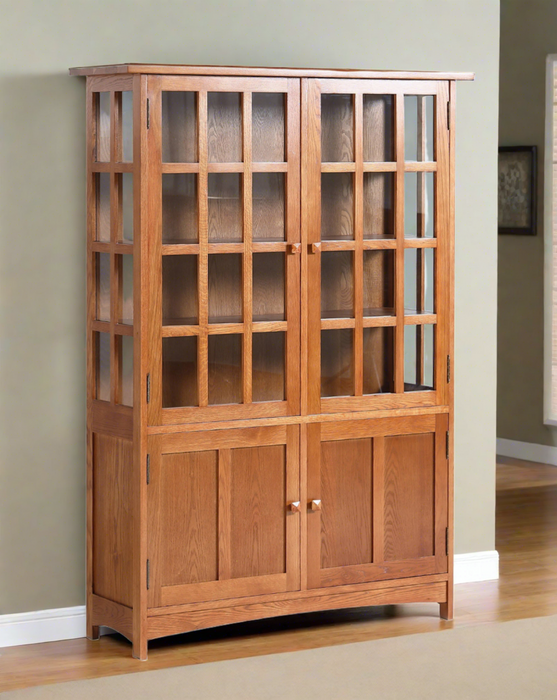 Mission Oak 4 Door Display China Cabinet - Michael's Cherry stain