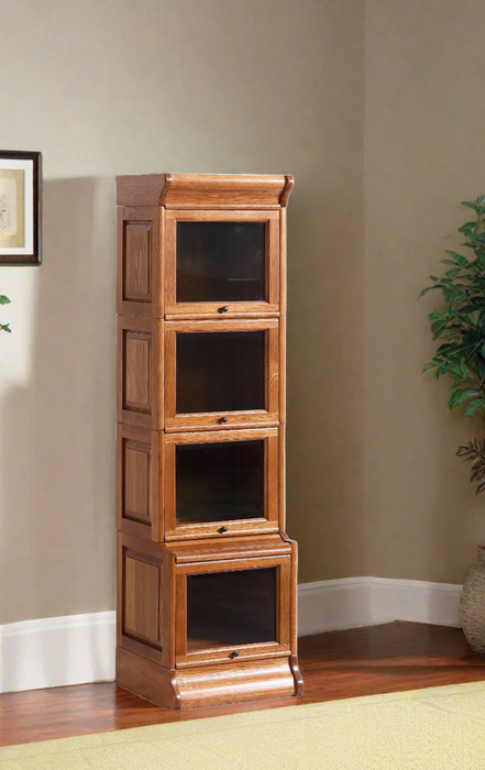 Mission Narrow Barrister Bookcase - Beveled Glass