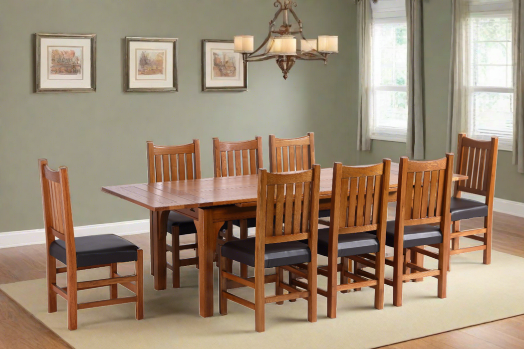 Mission Stow Leaf Table with Solid Oak Slat Back Chairs - Michael's Cherry