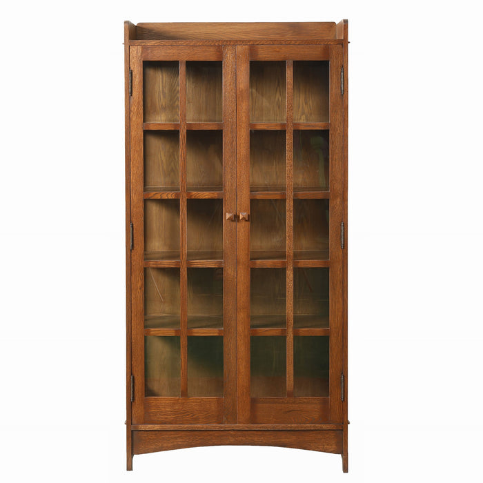 Mission Oak Display China Cabinet / Bookcase - Dark Walnut - 39"W