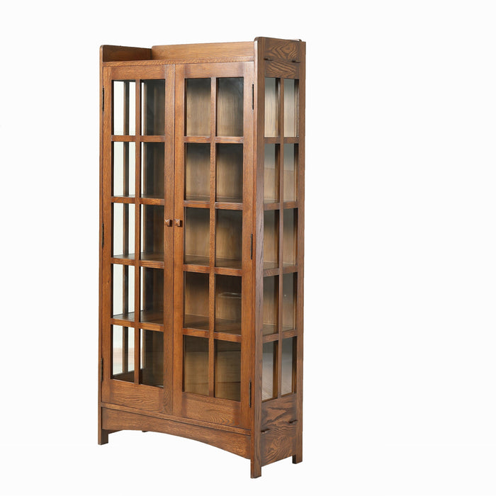 Mission Oak Display China Cabinet / Bookcase - Dark Walnut - 39"W