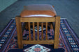 Mission Spindle Stool - Quarter Sawn Oak & Leather - Russet Brown Leather (RB-2) - Crafters and Weavers