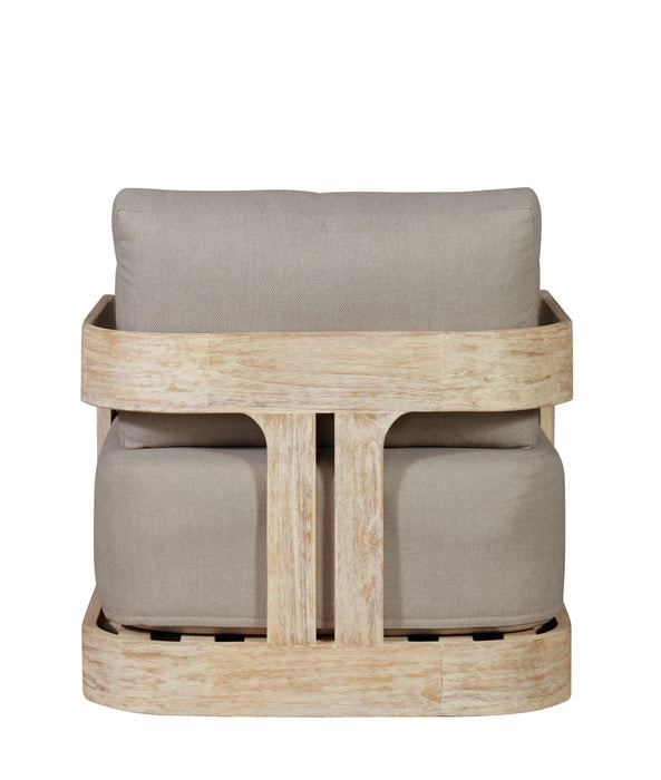 Paradiso Outdoor Teak Natural Look Revolving Chair - Gray Fabric