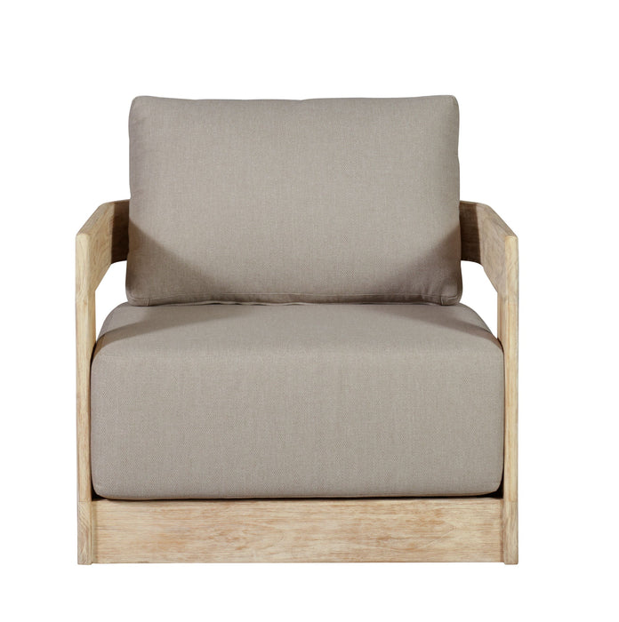 Paradiso Outdoor Teak Natural Look Revolving Chair - Gray Fabric