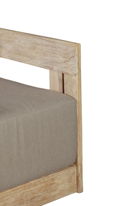 Paradiso Outdoor Teak Natural Look Revolving Chair - Gray Fabric