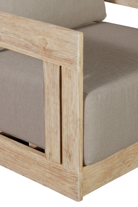 Paradiso Outdoor Teak Natural Look Revolving Chair - Gray Fabric