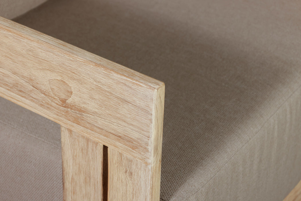 Paradiso Outdoor Teak Natural Look Revolving Chair - Gray Fabric