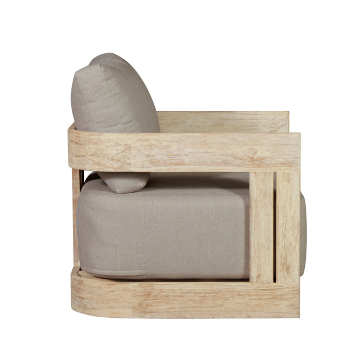 Paradiso Outdoor Teak Natural Look Revolving Chair - Gray Fabric