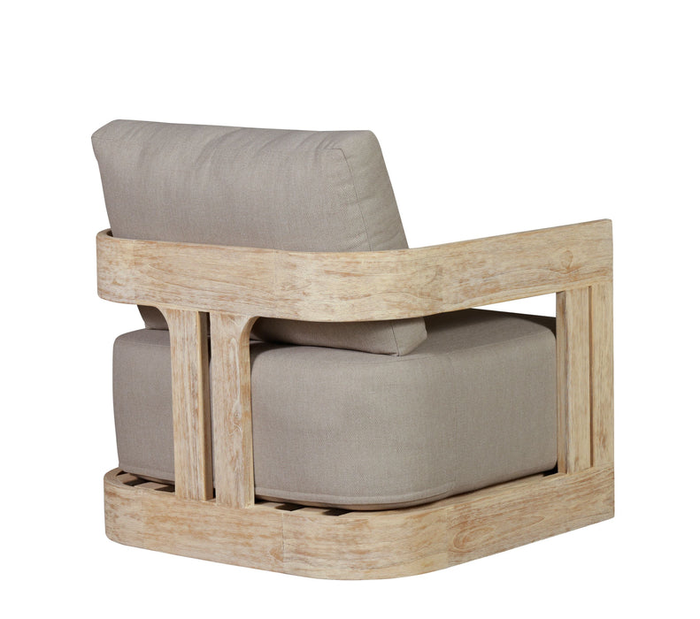 Paradiso Outdoor Teak Natural Look Revolving Chair - Gray Fabric