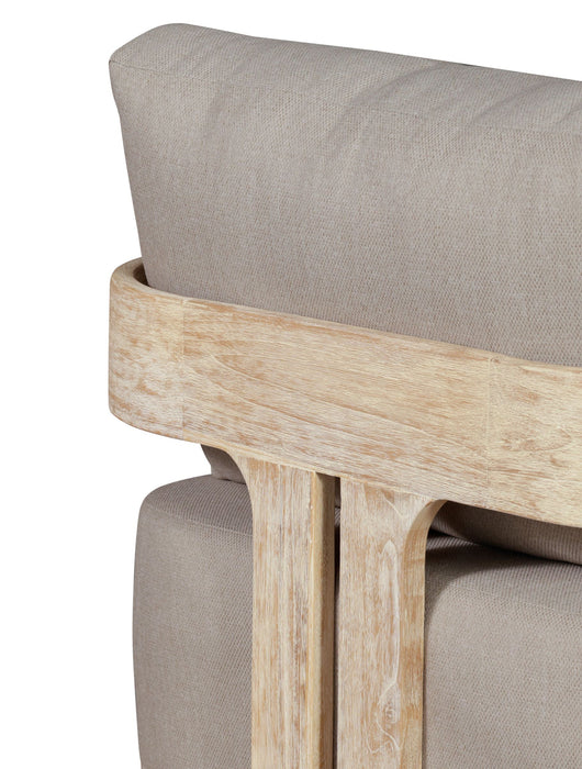 Paradiso Outdoor Teak Natural Look Revolving Chair - Gray Fabric