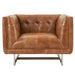 NEW! Taylor Contemporary Tufted Arm Chair - Light Brown Leather - Crafters and Weavers