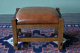 Mission Spindle Stool - Quarter Sawn Oak & Leather - Russet Brown Leather (RB-2) - Crafters and Weavers