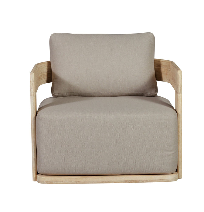 Eclipse Outdoor Solid Teak Wood Revolving Chair Natural Look - Gray Fabric