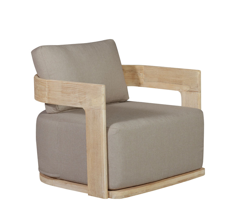 Eclipse Outdoor Solid Teak Wood Revolving Chair Natural Look - Gray Fabric