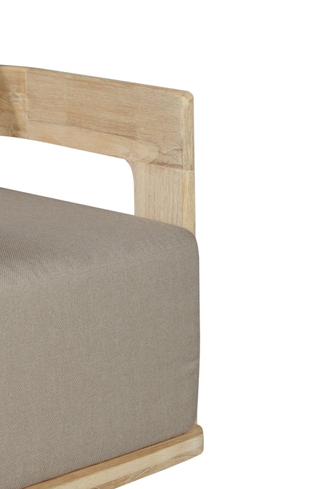 Eclipse Outdoor Solid Teak Wood Revolving Chair Natural Look - Gray Fabric