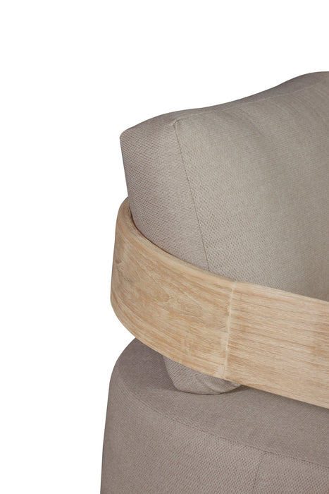 Eclipse Outdoor Solid Teak Wood Revolving Chair Natural Look - Gray Fabric