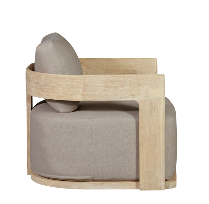 Eclipse Outdoor Solid Teak Wood Revolving Chair Natural Look - Gray Fabric