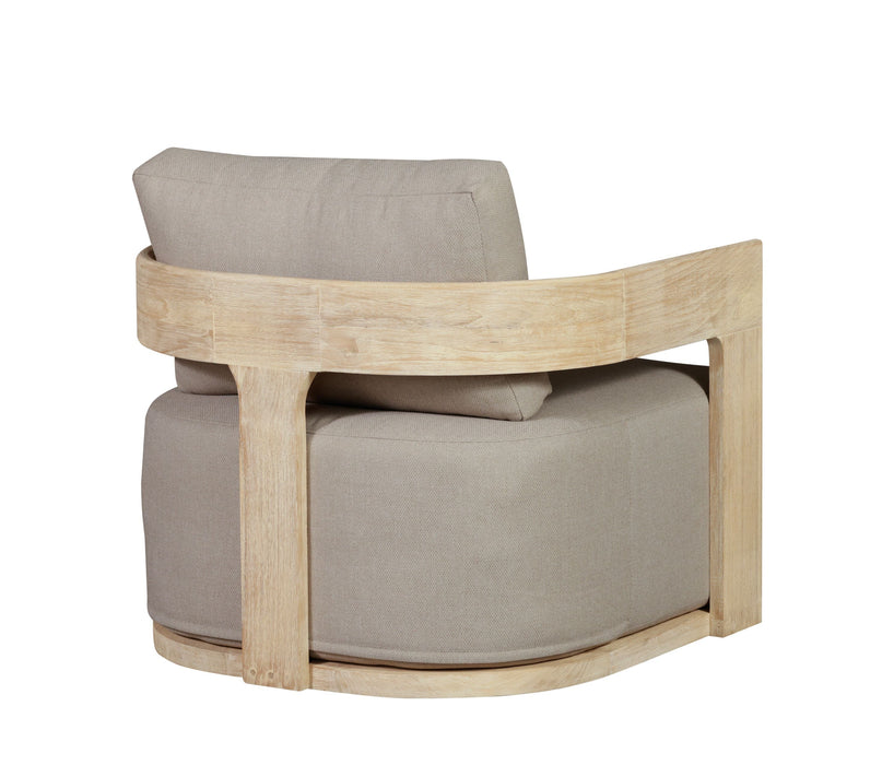 Eclipse Outdoor Solid Teak Wood Revolving Chair Natural Look - Gray Fabric