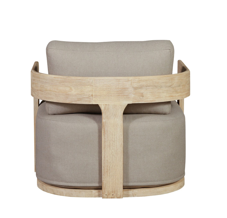 Eclipse Outdoor Solid Teak Wood Revolving Chair Natural Look - Gray Fabric