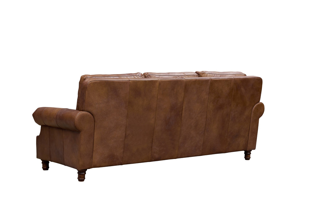 English Rolled Arm Sofa - Bark Brown Leather