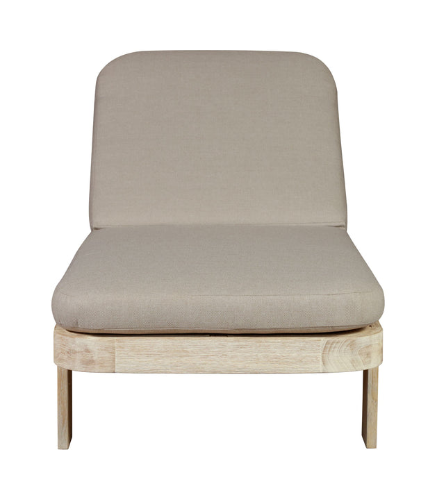 Eclipse Outdoor Solid Teak Wood Natural Look Sun Lounger  - Grey Fabric