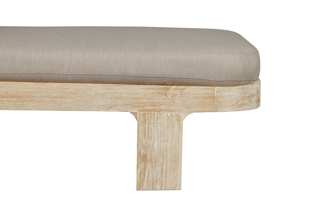 Eclipse Outdoor Solid Teak Wood Natural Look Sun Lounger  - Grey Fabric