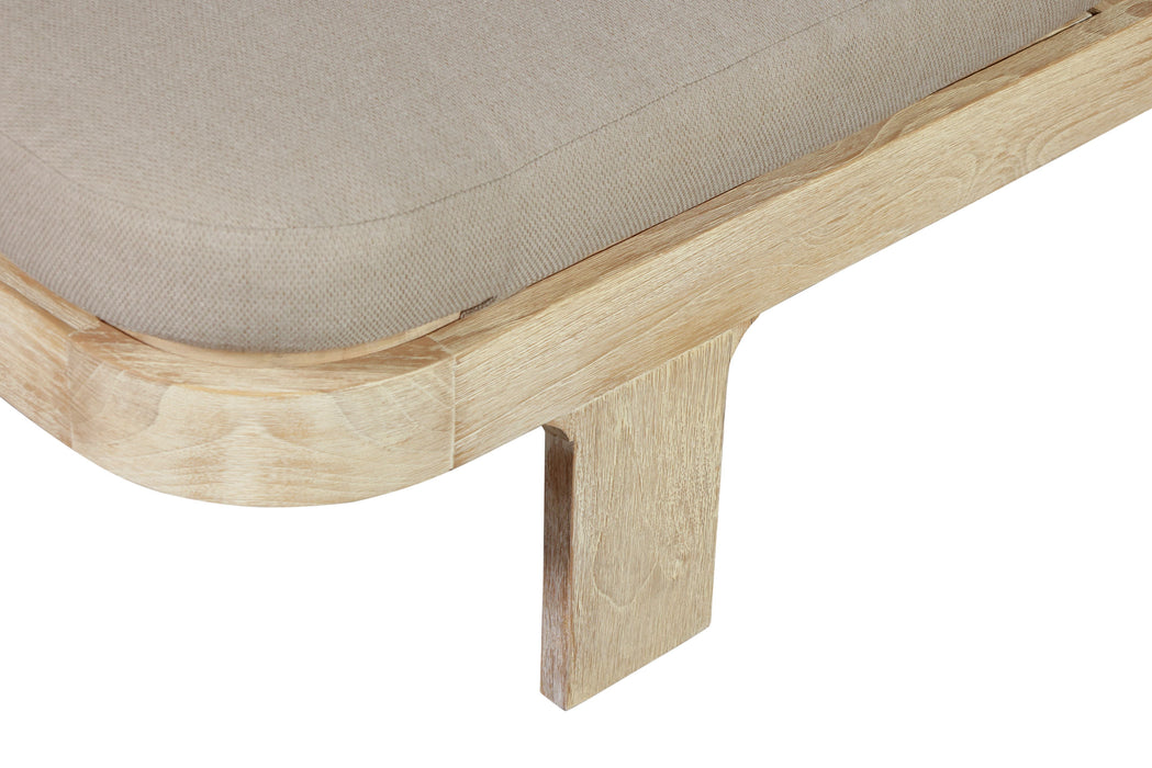 Eclipse Outdoor Solid Teak Wood Natural Look Sun Lounger  - Grey Fabric