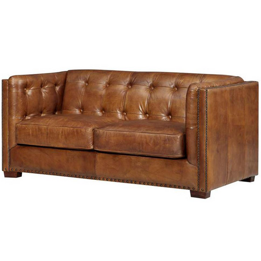 Tuxedo Leather Love Seat - Crafters and Weavers