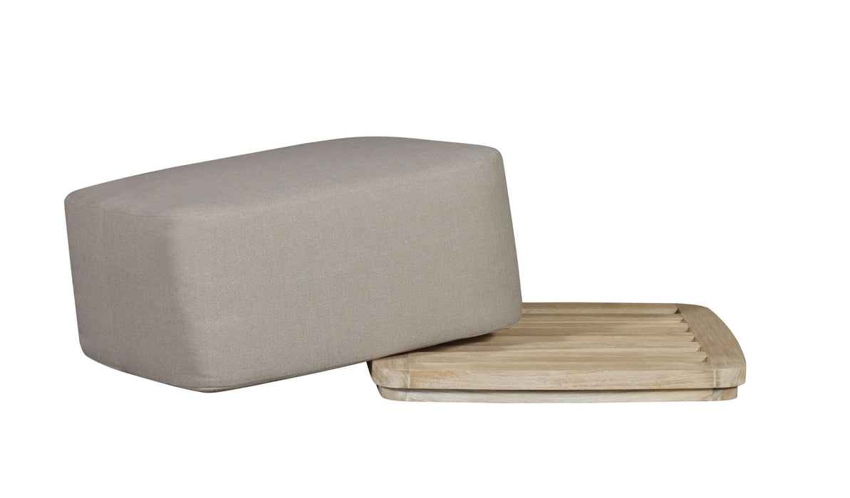 Eclipse Outdoor Solid Teak Wood Ottoman Natural Look - Gray Fabric