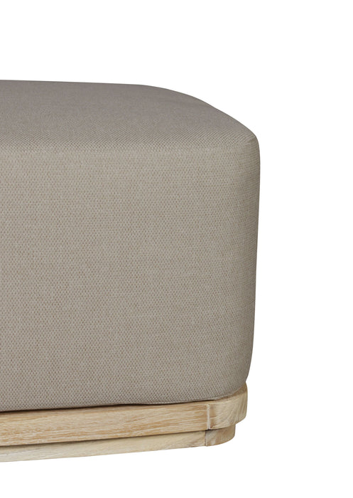 Eclipse Outdoor Solid Teak Wood Ottoman Natural Look - Gray Fabric