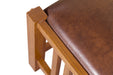 Mission Spindle Stool - Quarter Sawn Oak & Leather (2 Colors Available) - Michael's Cherry - Crafters and Weavers