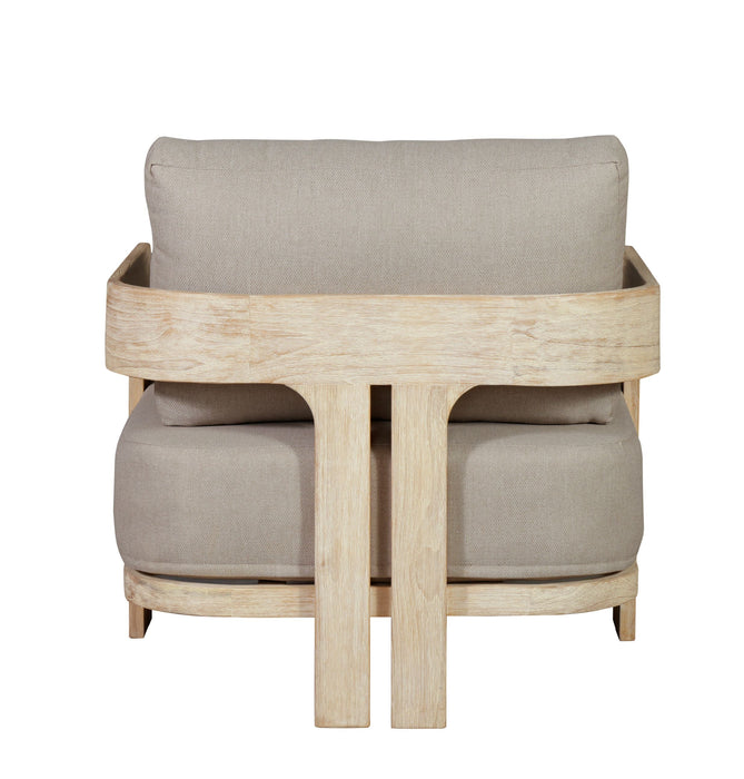 Paradiso Outdoor Solid Teak Wood Chair Natural Look - Gray Fabric