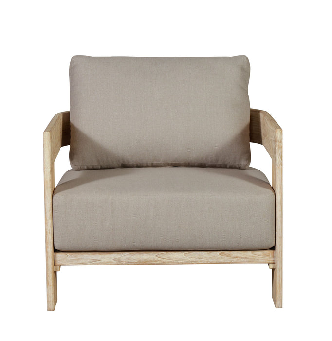 Paradiso Outdoor Solid Teak Wood Chair Natural Look - Gray Fabric