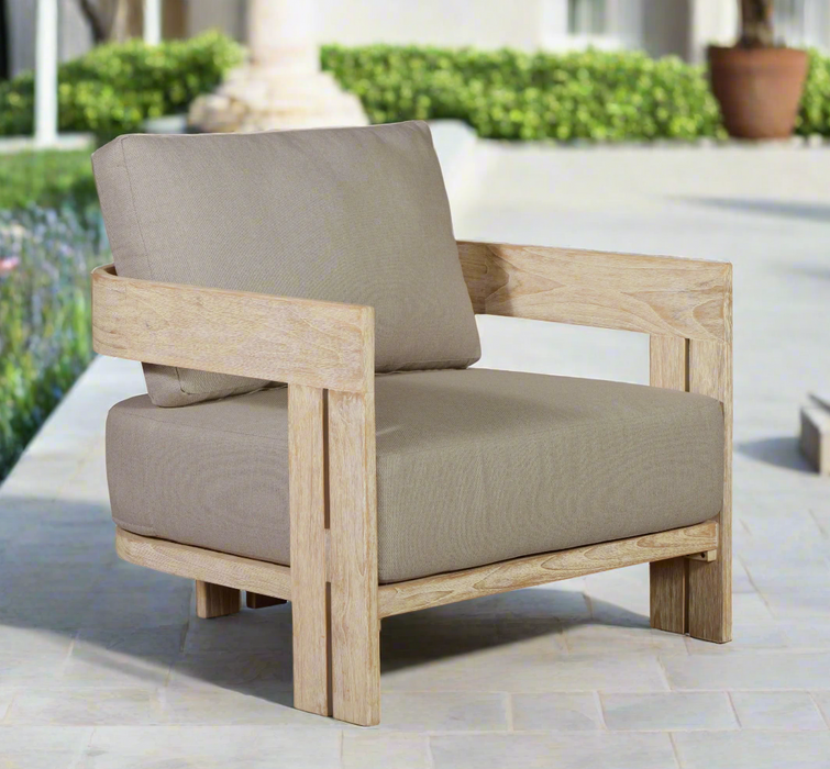 Paradiso Outdoor Solid Teak Wood Chair Natural Look - Gray Fabric