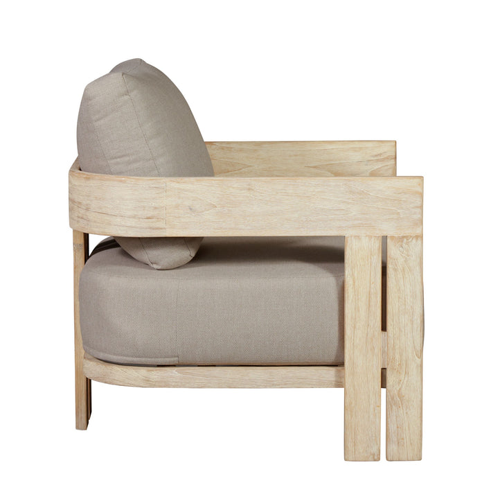 Paradiso Outdoor Solid Teak Wood Chair Natural Look - Gray Fabric