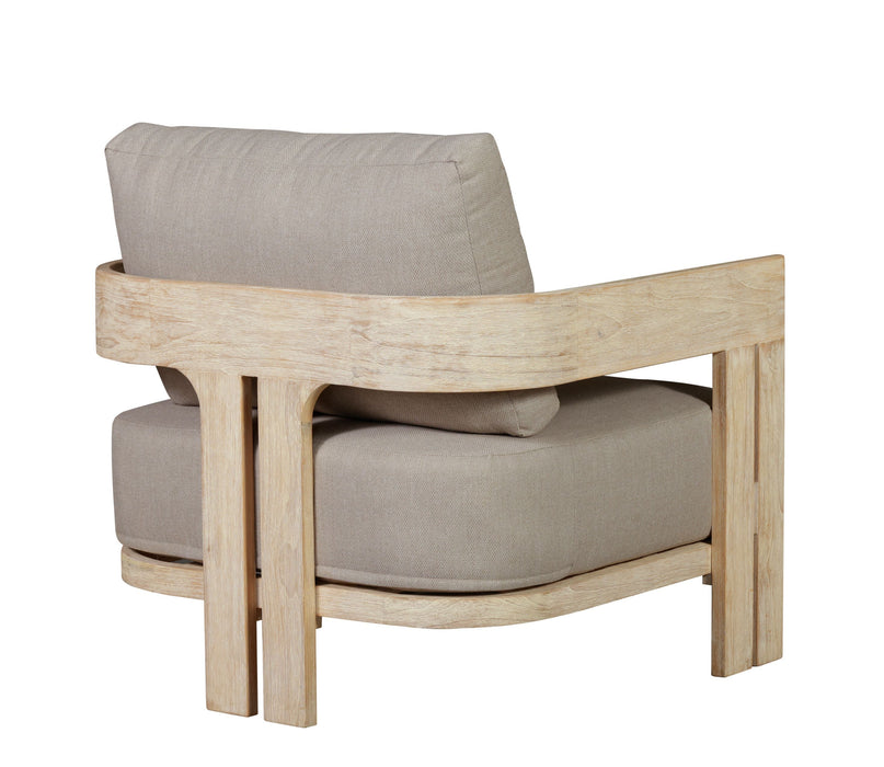 Paradiso Outdoor Solid Teak Wood Chair Natural Look - Gray Fabric