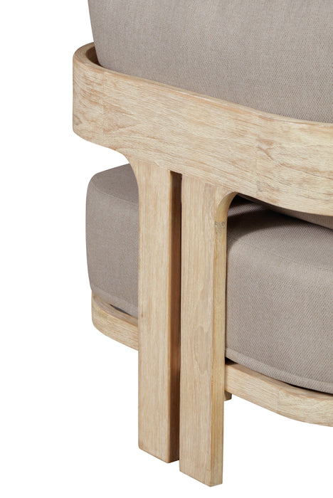 Paradiso Outdoor Solid Teak Wood Chair Natural Look - Gray Fabric