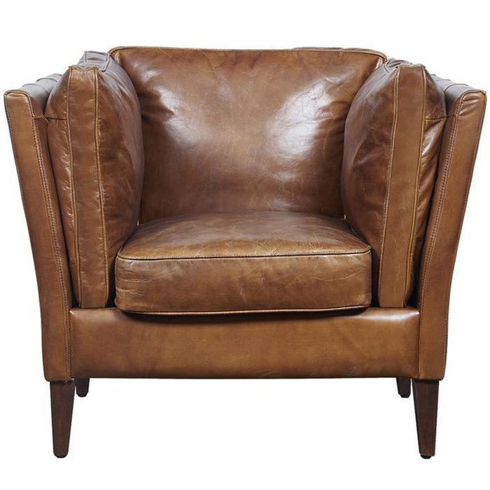 SOLD OUT Kenmore Leather Arm Chair - Light Brown - Crafters and Weavers