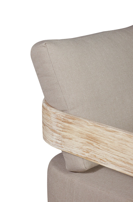 Paradiso Teak Wood Natural Look Sofa - Gray Fabric