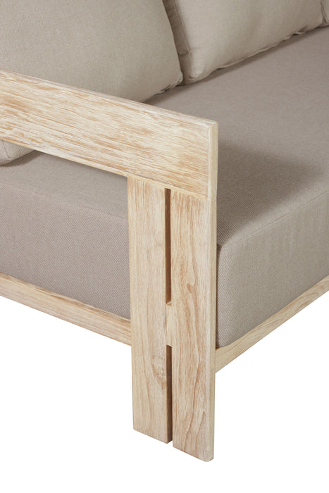 Paradiso Teak Wood Natural Look Sofa - Gray Fabric