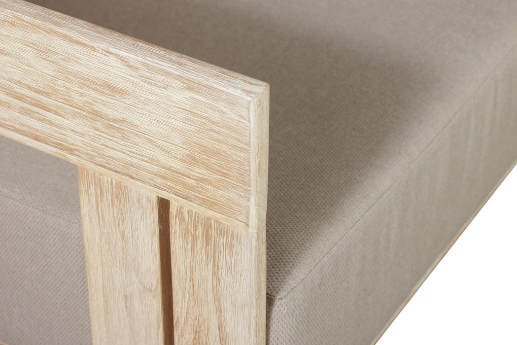 Paradiso Teak Wood Natural Look Sofa - Gray Fabric